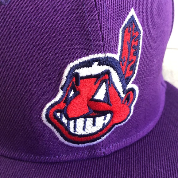 NEW Purple Cleveland Indians Rare Variant Chief Wahoo Hat SnapBack Adult - Picture 2 of 4